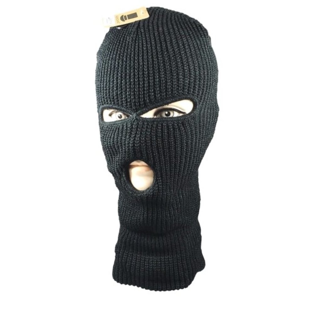Black 3 Hole Winter Ski Face Mask Full Head NWT